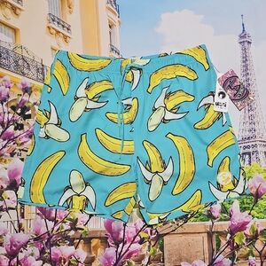 UZZI Vibrant Banana Print Men's Swim Shorts Small New